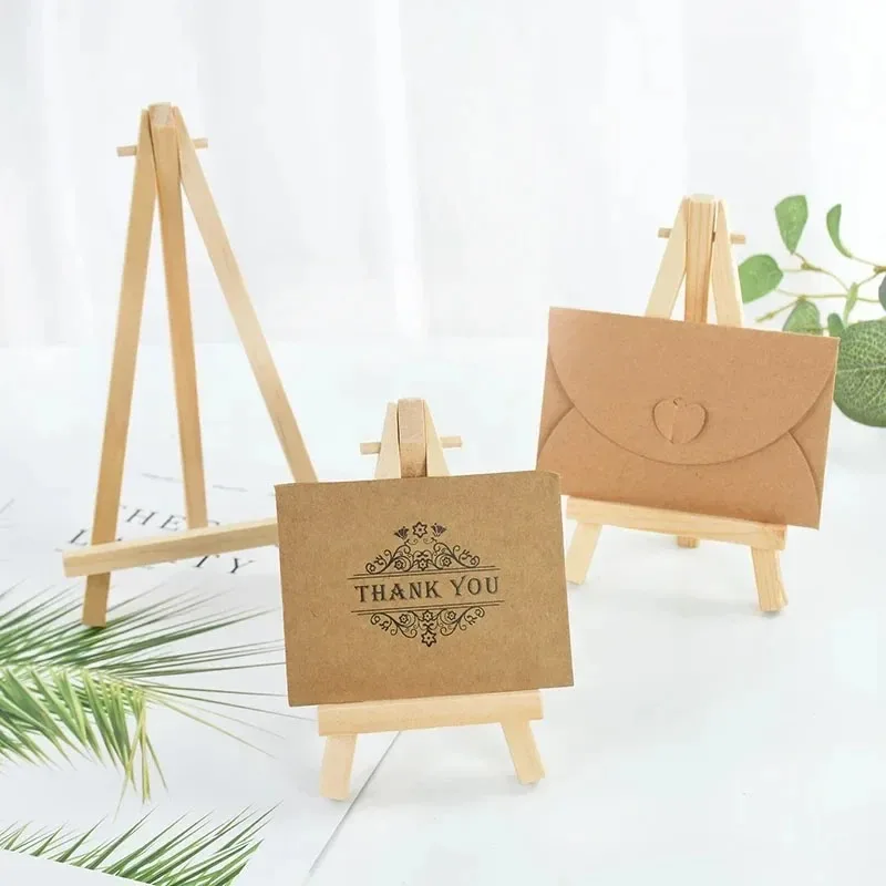 10 個ミニ木製三角イーゼルデスクトップディスプレイスタンド結婚式のテーブルカード子供絵画アーティストクラフト三脚ホルダー
