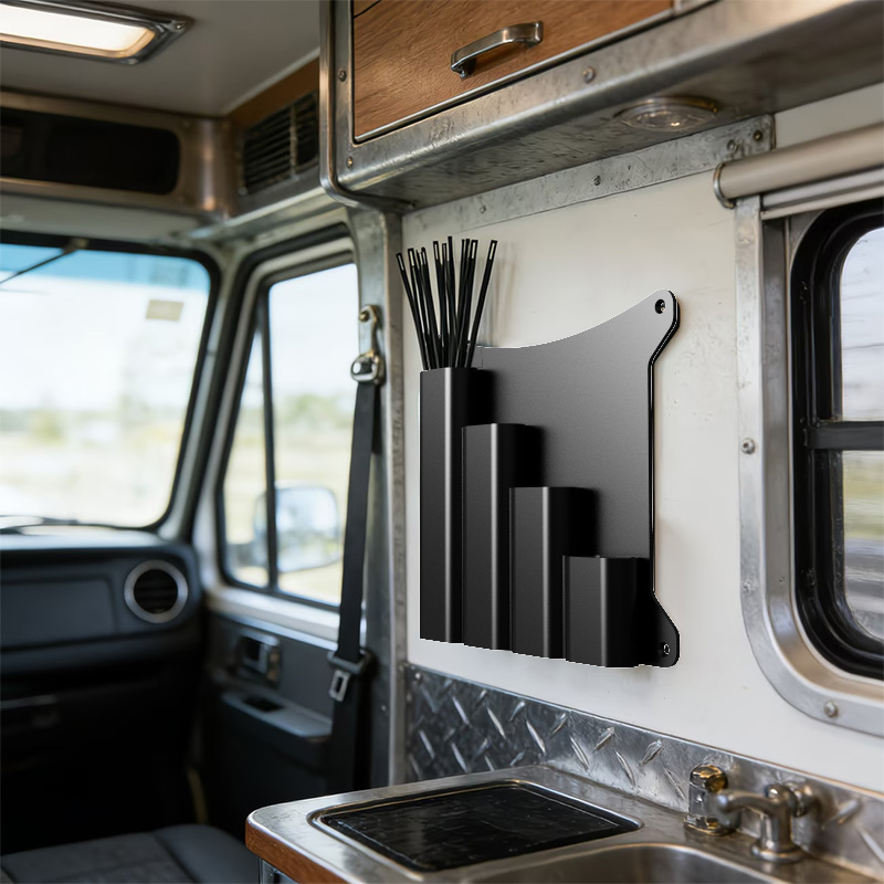 1pc プラスチック 4 グリッド収納ラックネジ付き RV ドアオーガナイザー収納ストラップとツール RV 家具ハードウェア収納ボックス