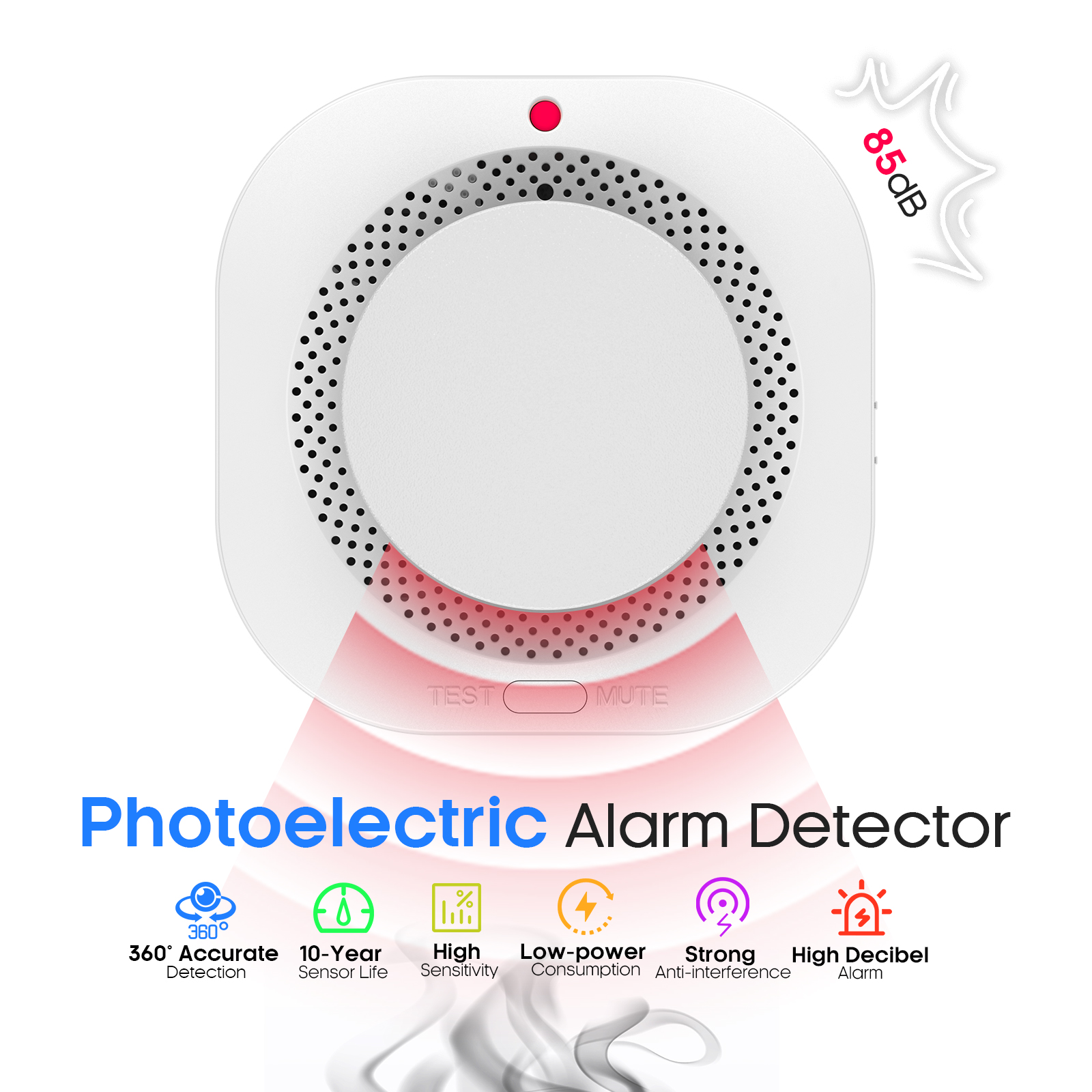 4 / 6 /8 個光電煙探知器 85dB 火災警報器ホームオフィスセキュリティ火災保護バッテリー駆動