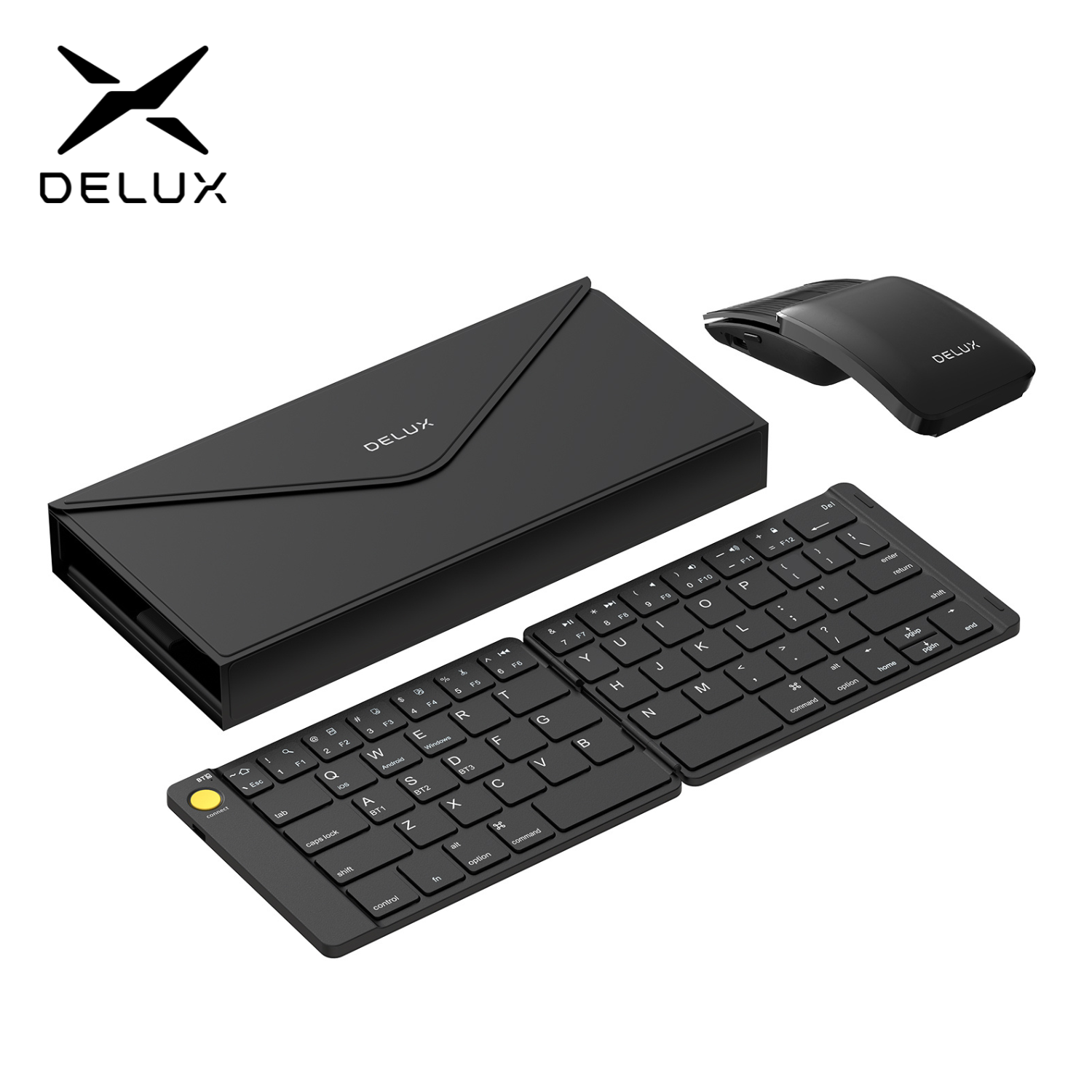 デラックス折りたたみキーボードマウスセットワイヤレス超スリムポータブルサイレントキットマルチデバイスサポート Windows Android IOS システム