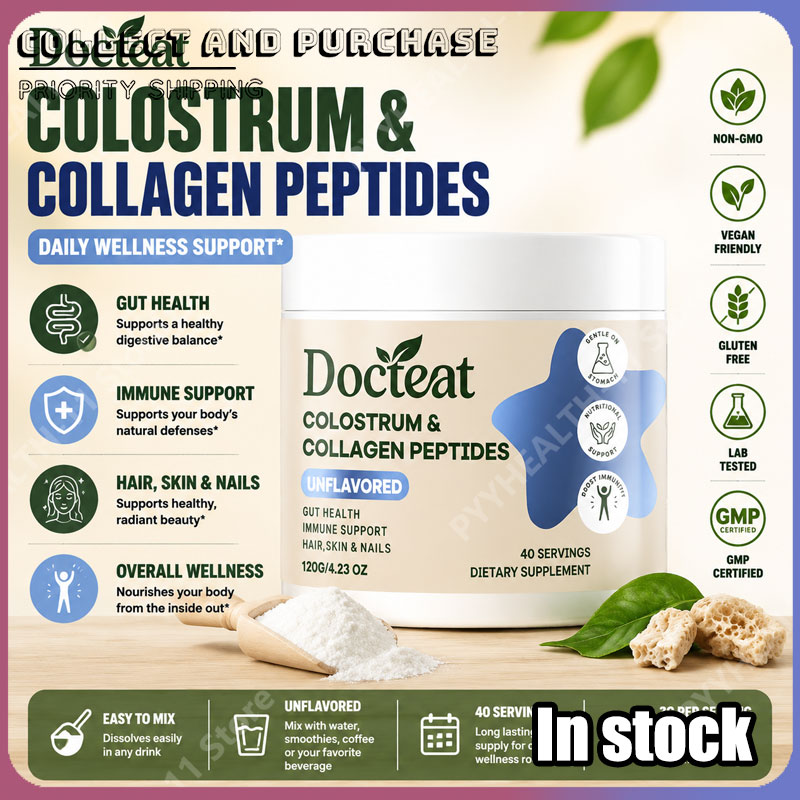Docteat ガット ヘルス栄養パウダー ウシ初乳コラーゲン ペプチド イヌリンおよびビタミン B12 アロエベラ エキス 160g