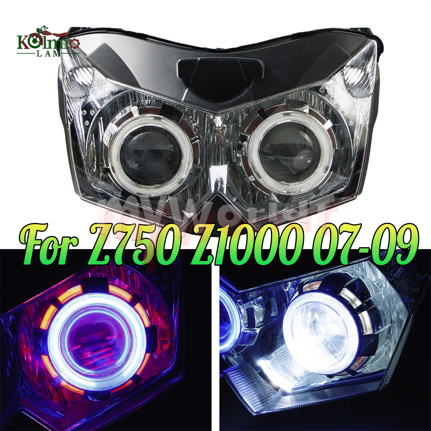 カワサキ Z1000 2007 - 2009 Z750 2007-2012 オートバイヘッドランプエンジェルアイズ HID ヘッドライト Z 750 1000