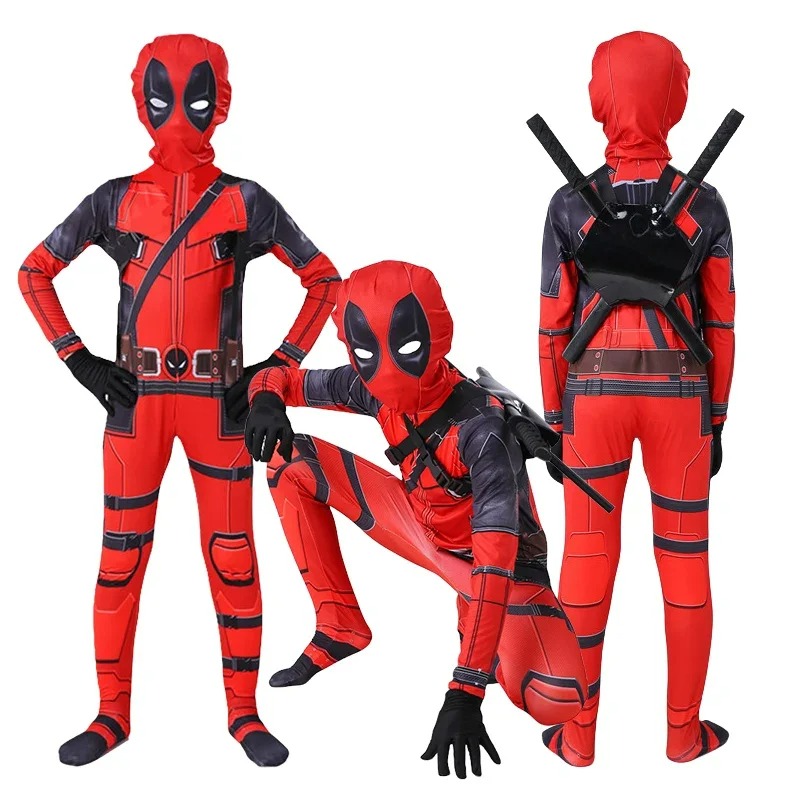 アニメ衣装子供コスプレマスクバックパックスーツジャンプスーツスーパーヒーローコスプレボディスーツジャンプスーツハロウィンコスチューム大人子供