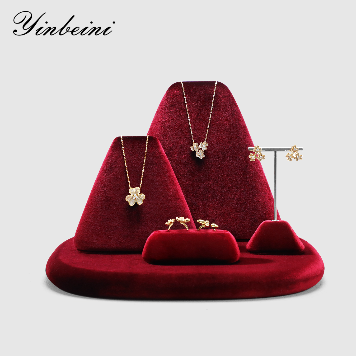 yingbeini ベルベットジュエリーディスプレイセットリングイヤリングネックレスブレスレットラックオーガナイザーブティックコンビネーションスタンド TB040