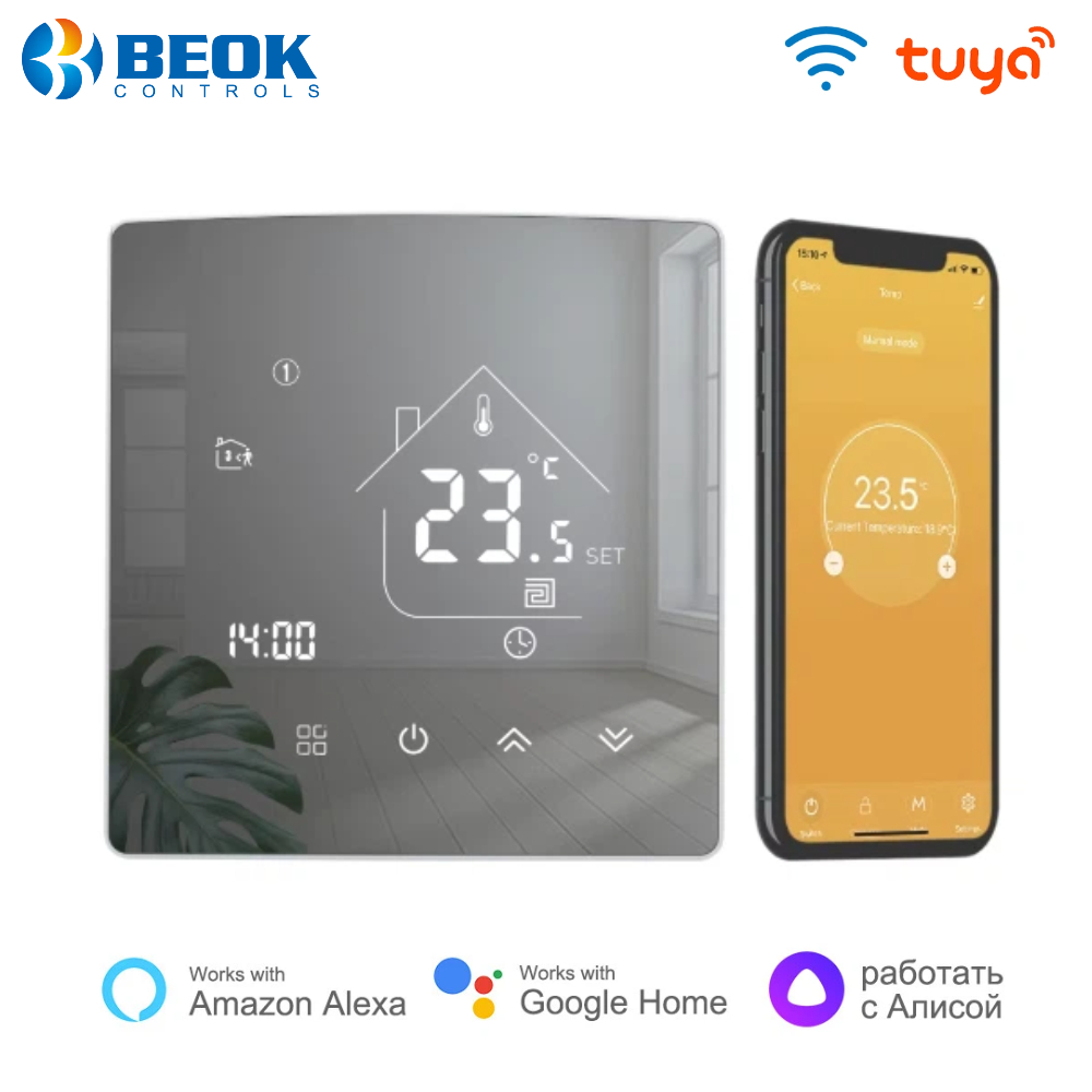Beok WiFi 水温床暖房サーモスタット スマートホーム温度調節器 Tuya/スマート APP Alexa アリス Google
