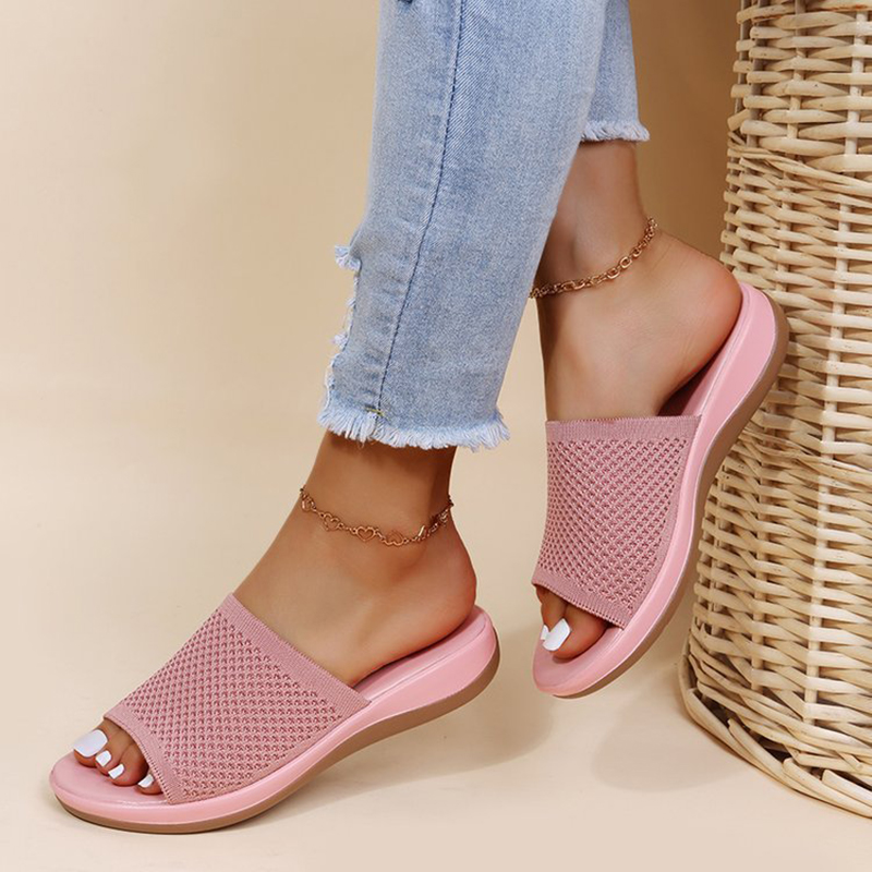 サンダル女性弾性力夏の靴女性フラットサンダルカジュアル屋内屋外スリッパ夏のサンダルビーチ Zapatos Mujer