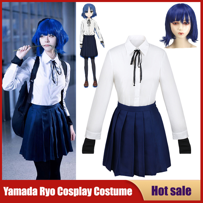 山田涼衣装アニメぼっちザ・ロックコスプレスカートシャツブルーかつらフルセット女性ガールパーティーカーニバルハロウィン制服