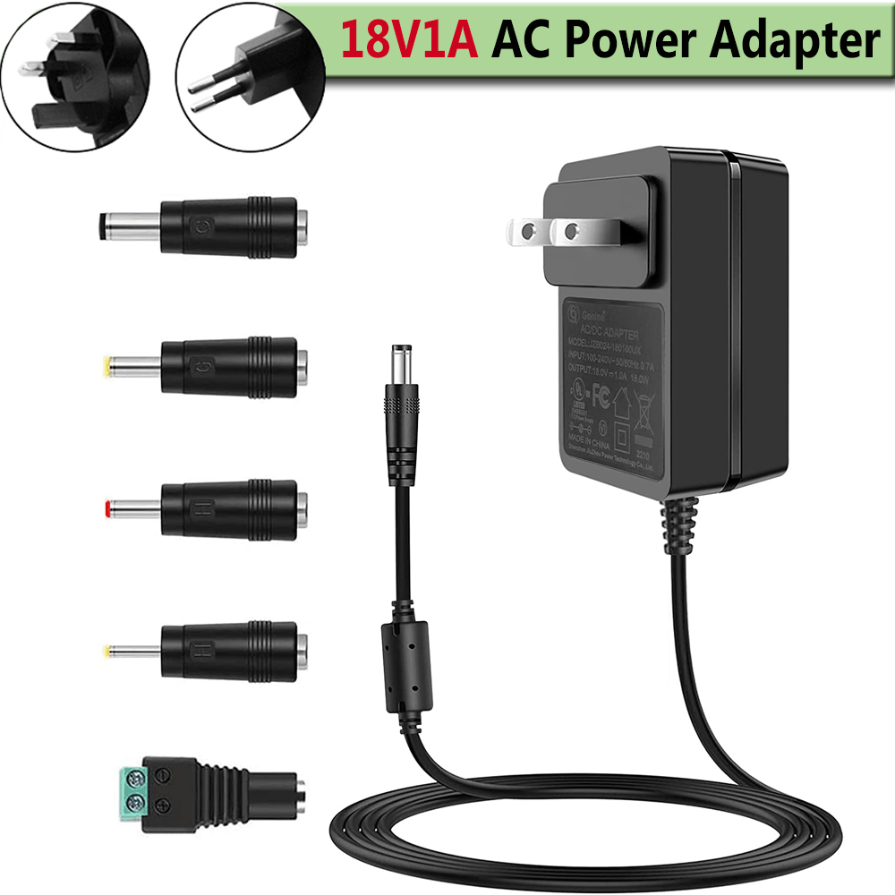 18V DC 電源 UL 認定済み、110-240V AC から DC 18W AC アダプタースイッチング充電器コード 18 ボルト 0.1A 0.4A 0.5A 0.7A 0.9A デバイス用