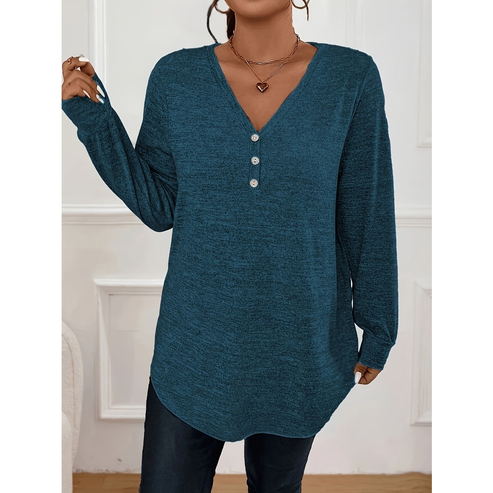 プラスサイズ 1XL-5XL 春夏新作女性の無地 V ネックボタン Tシャツトップ女性のファッションと快適な Tシャツ