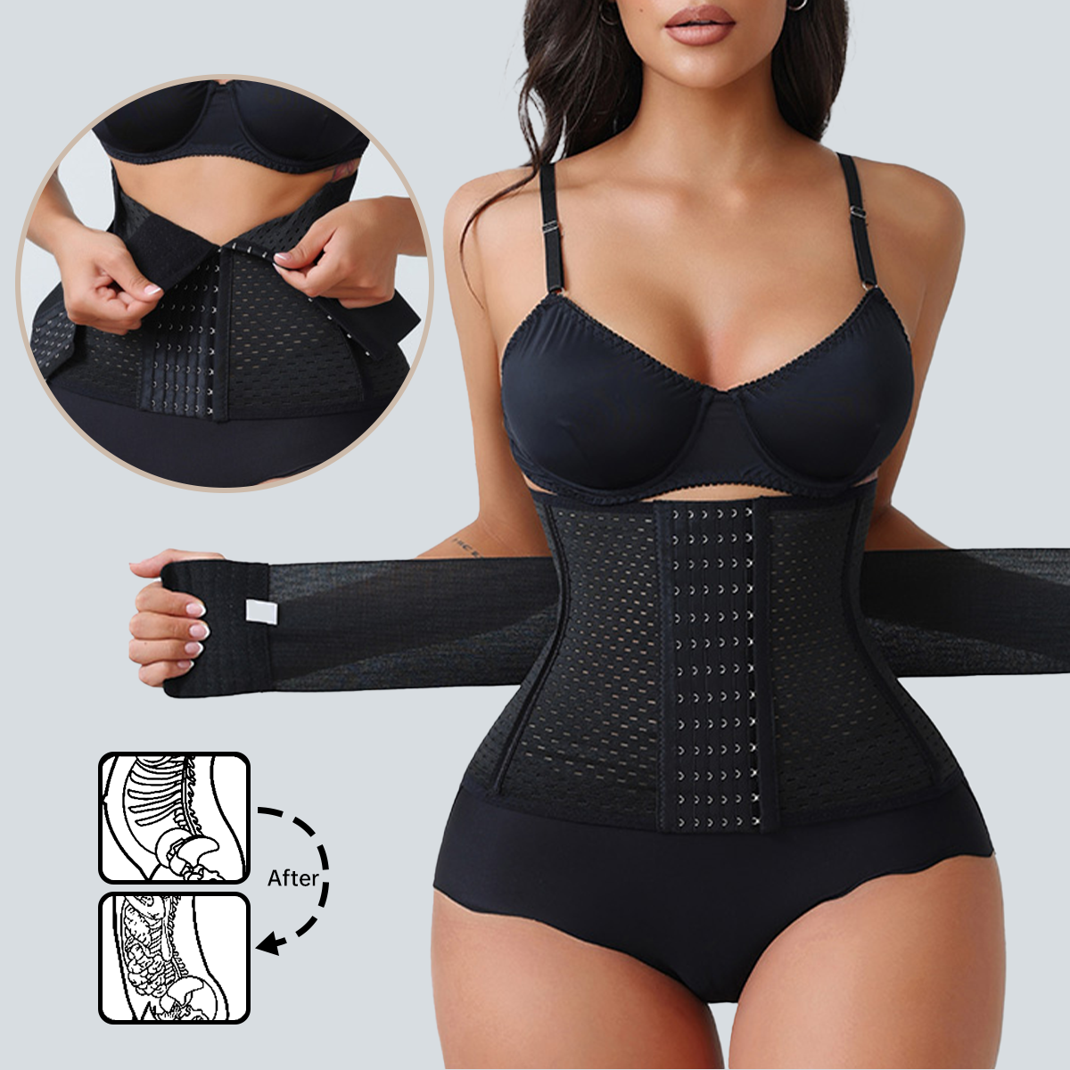 新しい調節可能なウエストトレーナー女性用ダブルベルトネオプレンコルセット、おなかコントロール用ジッパーワークアウトニッパー付き