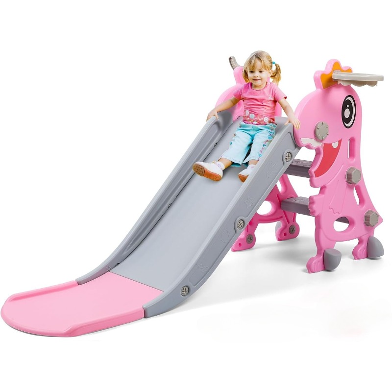 恐竜スライドキッズ幼児屋内スライドプレイセット屋内屋外遊び場幼児クライマープレイセットバスケットボールフープ付き