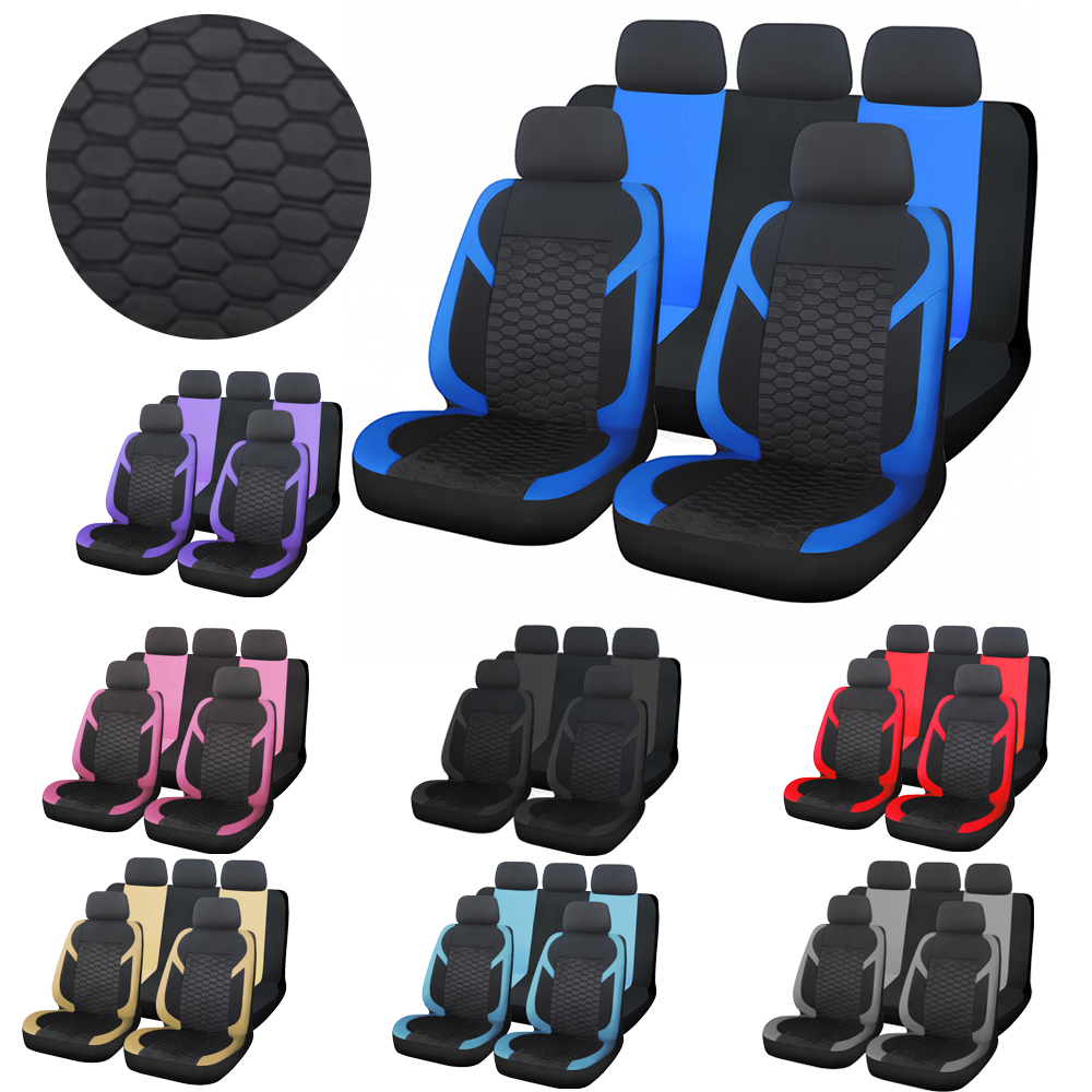 ユニバーサルカーシートカバーポリエステルメッシュ生地ハニカム刺繍シートカバー車 SUV バントラックアクセサリーインテリア