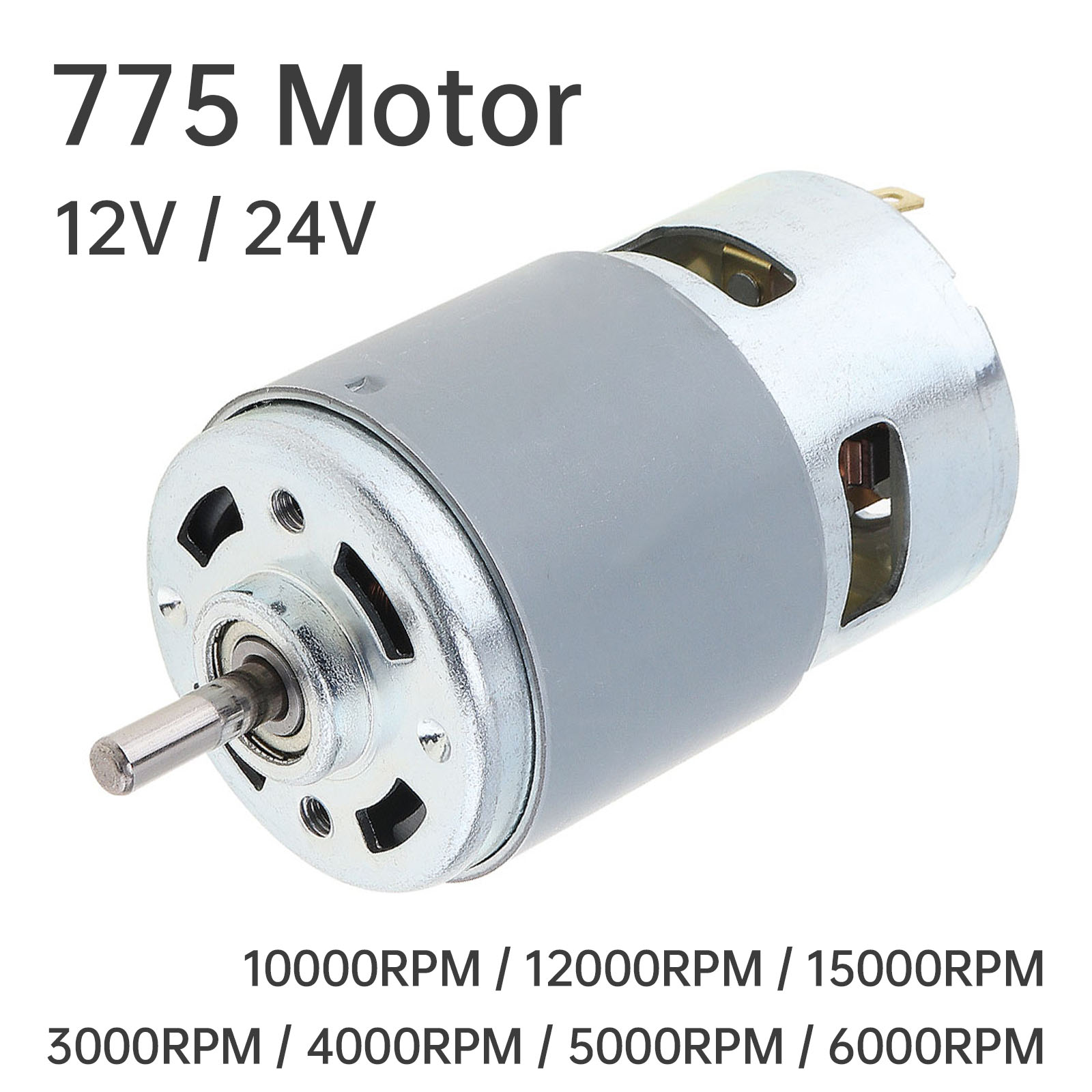 775 DC モーター 12V 3000-15000RPM 高速大トルクモーター 小型ドリル/マイクロ工作機械用 ボールベアリングとファンブレード付き