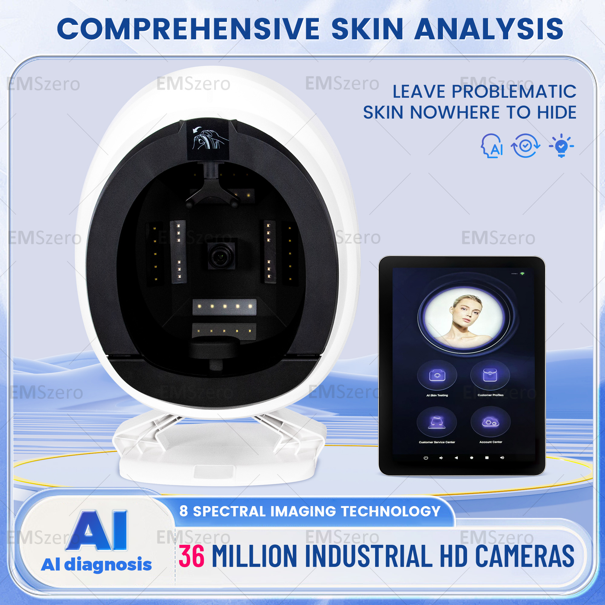 AISIA Q1 3D AI Facial Skin Analyzer Detection Skin Problem Diagnosis 8 Spectrum Professional Analysis Beauty Salon Equipment CE