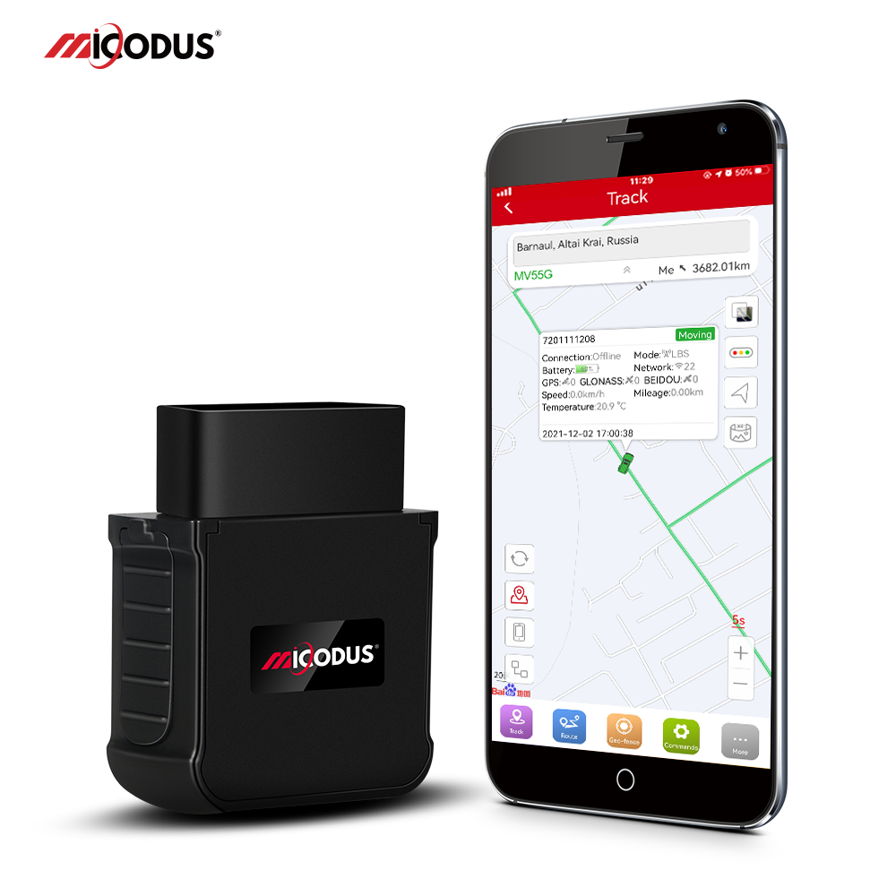 MiCODUS 4G OBD GNSS トラッカー MV55G 9-50V エンジンオン/オフアラームカーロケーターマルチアラームマルチアラーム生涯無料アプリ