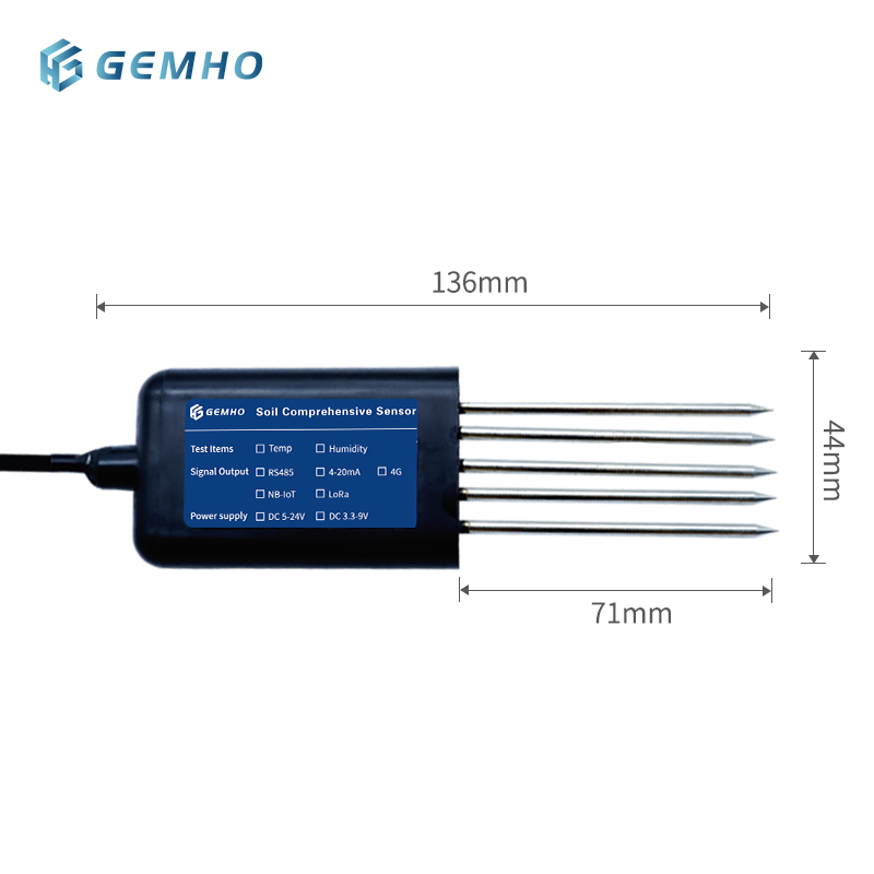 Gemho RS485 土壌 7in1 センサー、modbus 標準プロトコル土壌温度水分 EC PH NPK センサー