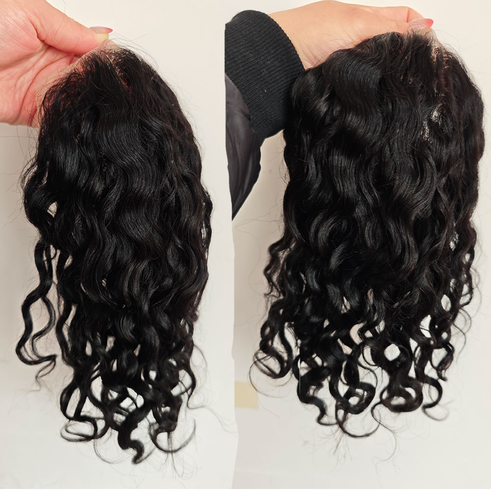 メンズ フレンチ レース フロンタル カツラ 長さ 9 インチ ナチュラル ウェーブ ヘアピース 6x8 インチ サイズ レース PU ベース付き 髪用 男性と女性用