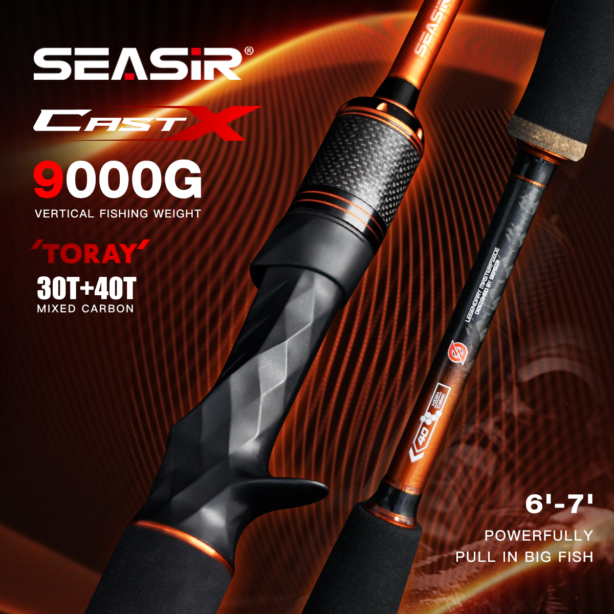SEASIR キャスト X 釣竿カーボンファイバー 1.83 メートル-2.1 メートルルアー重量 7-25 グラム 9 キロスーパードラッグスピニングロッド