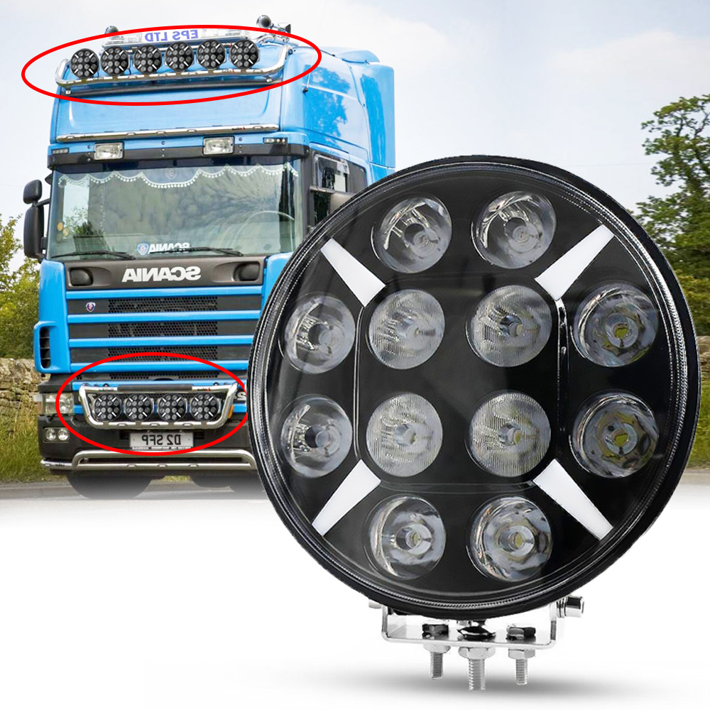 7 "9" ラウンドオフロードライト LED 運転トラック作業スポットライトヘッドライトホワイトフラッシュターンシグナルライト黄色 12-24 V