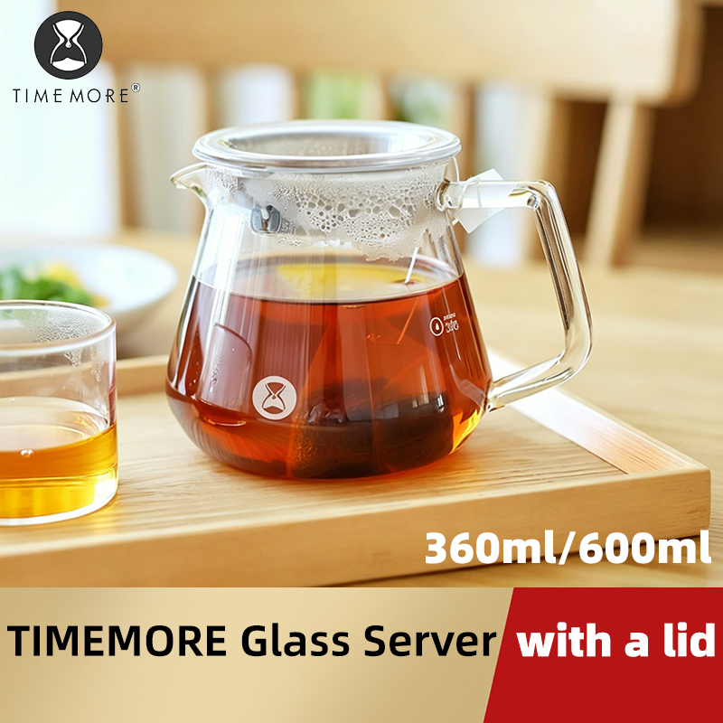 TIMEMORE ホウケイ酸ガラスコーヒーシェアリングポットコーヒーサーバー、耐熱性注ぐサーバー、コーヒー用人間工学に基づいたハンドル付き