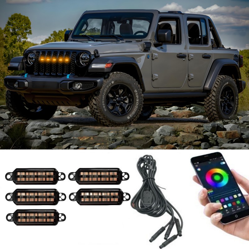 LED フロントグリルライトジープラングラー JK チェロキー XJ 車のデイタイムランニングライトホイール眉毛ランプピックアップオフロード 12V