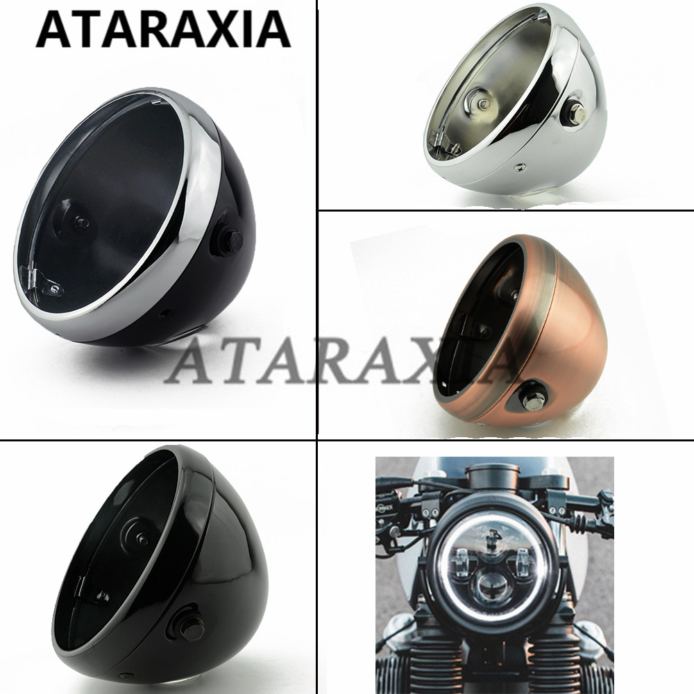 5.75インチライトカバーオートバイ5 3/4インチLEDヘッドライトハウジングバケットシェルマウントハーレーFXWGチョッパーヘッドランプ灯台用