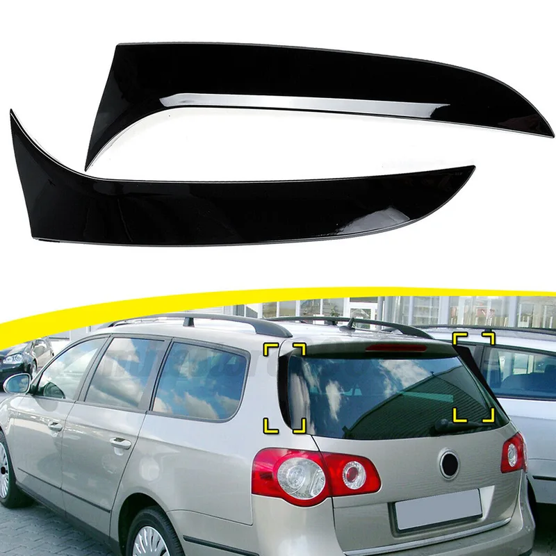 車のリアウィンドウサイドスポイラーカナードスプリッター VW トラベルバージョンパサート B6 ワゴン 2005 2006 2007 2008 2009 2010 光沢のある黒