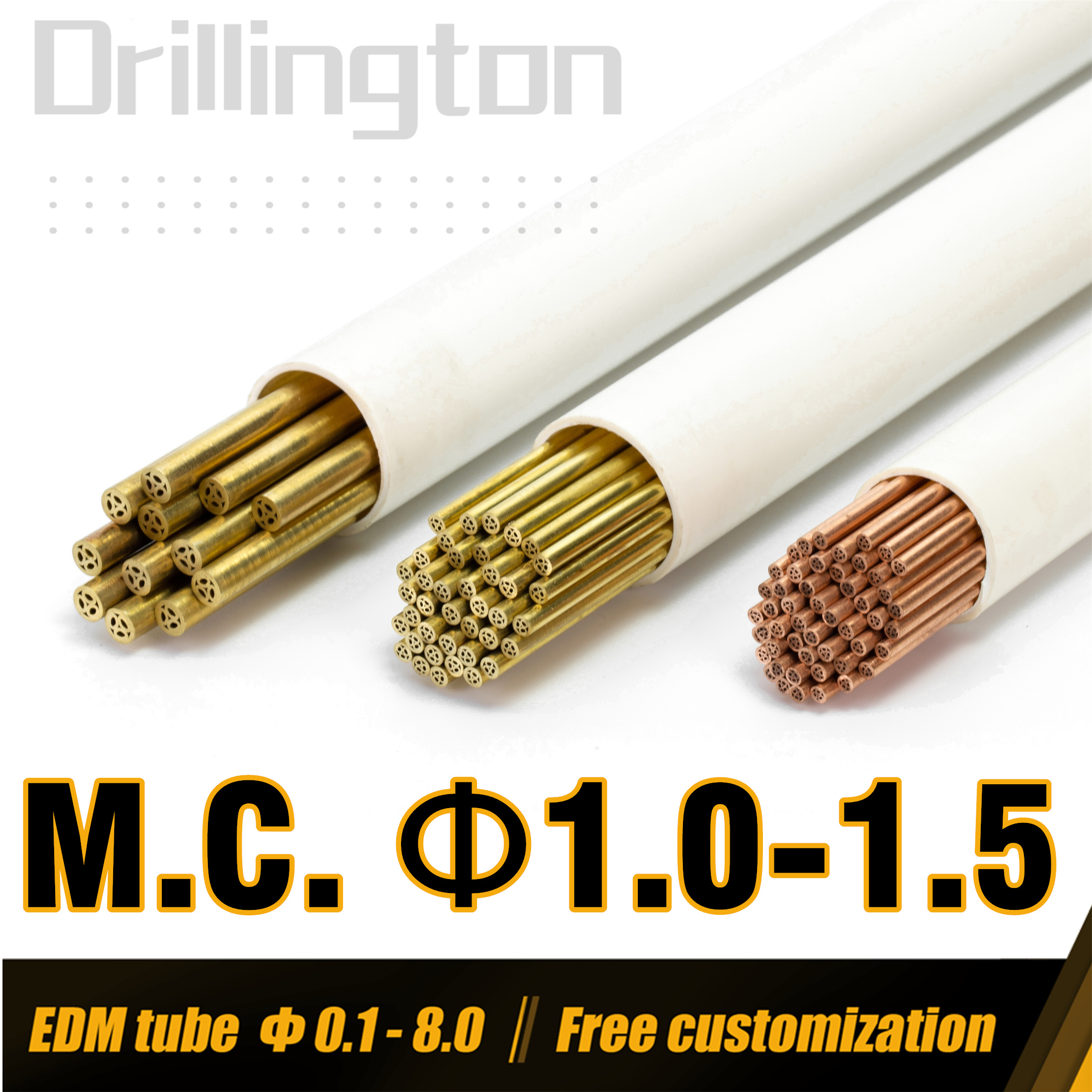 Drillington EDM チューブマルチチャンネル真鍮銅管、0.5 ミリメートル - 1.5 ミリメートル 400 ミリメートル 500 ミリメートル電極管 20 個 EDM マシン用