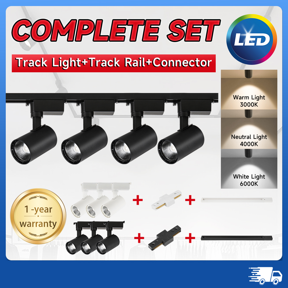 Full Sets Track Lights Led 220V 12/20/30/40/50W COB Spotlight Indoor for Living Room Shop Kitchen Decor Led Spot Ceiling Lamp