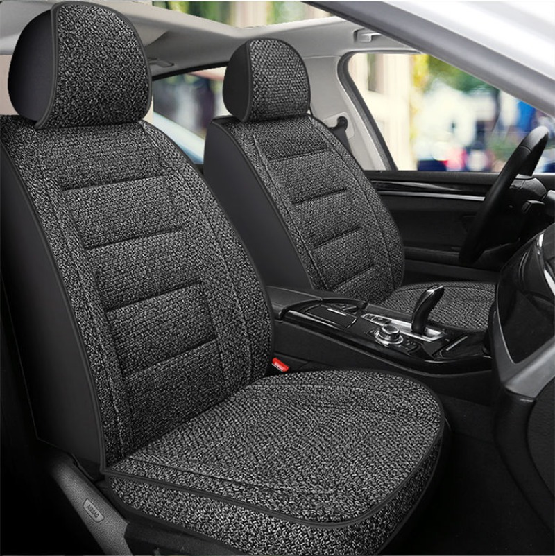 フォーシーズンユニバーサルカーシートカバーリネン生地フロントシングルシートクッション自動 Suv トラックバンオールインクルーシブプロテクターカバー