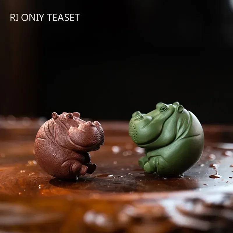 中国宜興紫粘土茶ペットラッキーカバモデル像茶置物装飾品手作り彫刻工芸品ティーセット装飾