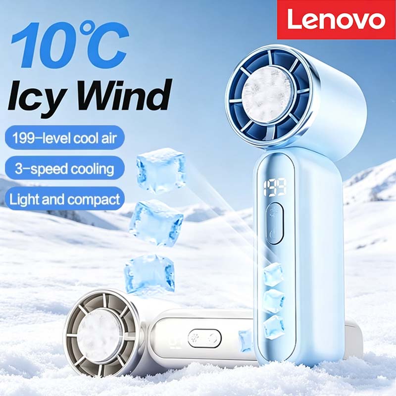 レノボ 3000mAh 199 スピードポータブルハンドヘルドファン ICE 半導体冷却 360° ターボパーソナル USB 充電式ミニ空気クーラー