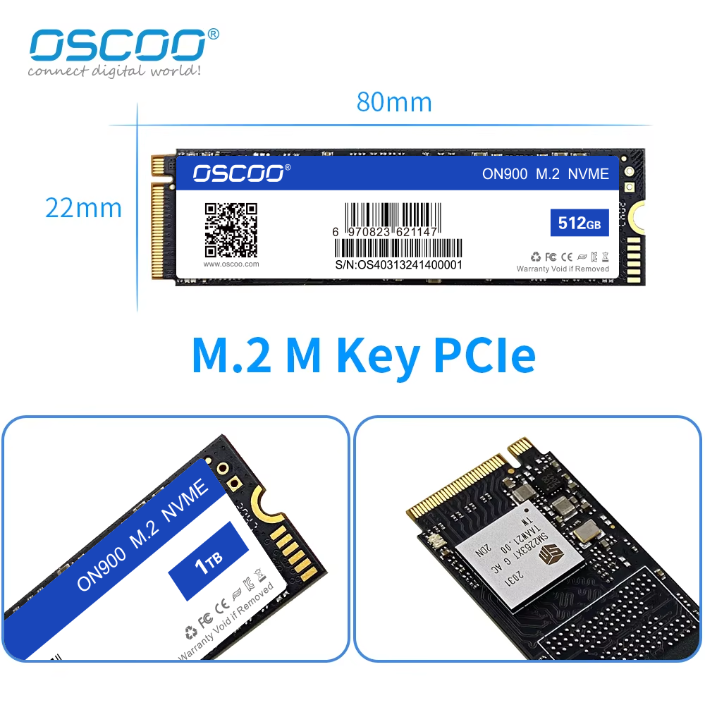 OSCOO 1TB SSD M.2 2280 NVMe 内蔵ソリッドステートドライブ NVMe PCle Gen3.0x4 3D TLC NAND フラッシュ SSD ハードディスク HDD ラップトップデスクトップ用