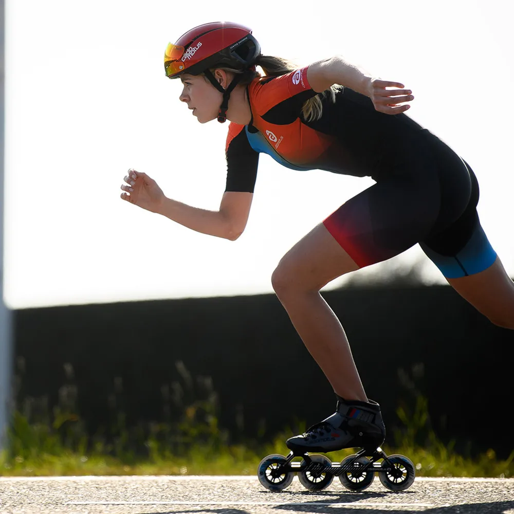 Cudomotus レーシングスーツ半袖スーツトライアスロン女性スピードインラインローラースケートキットスーツ Ropa Ciclismo 高速スケート服