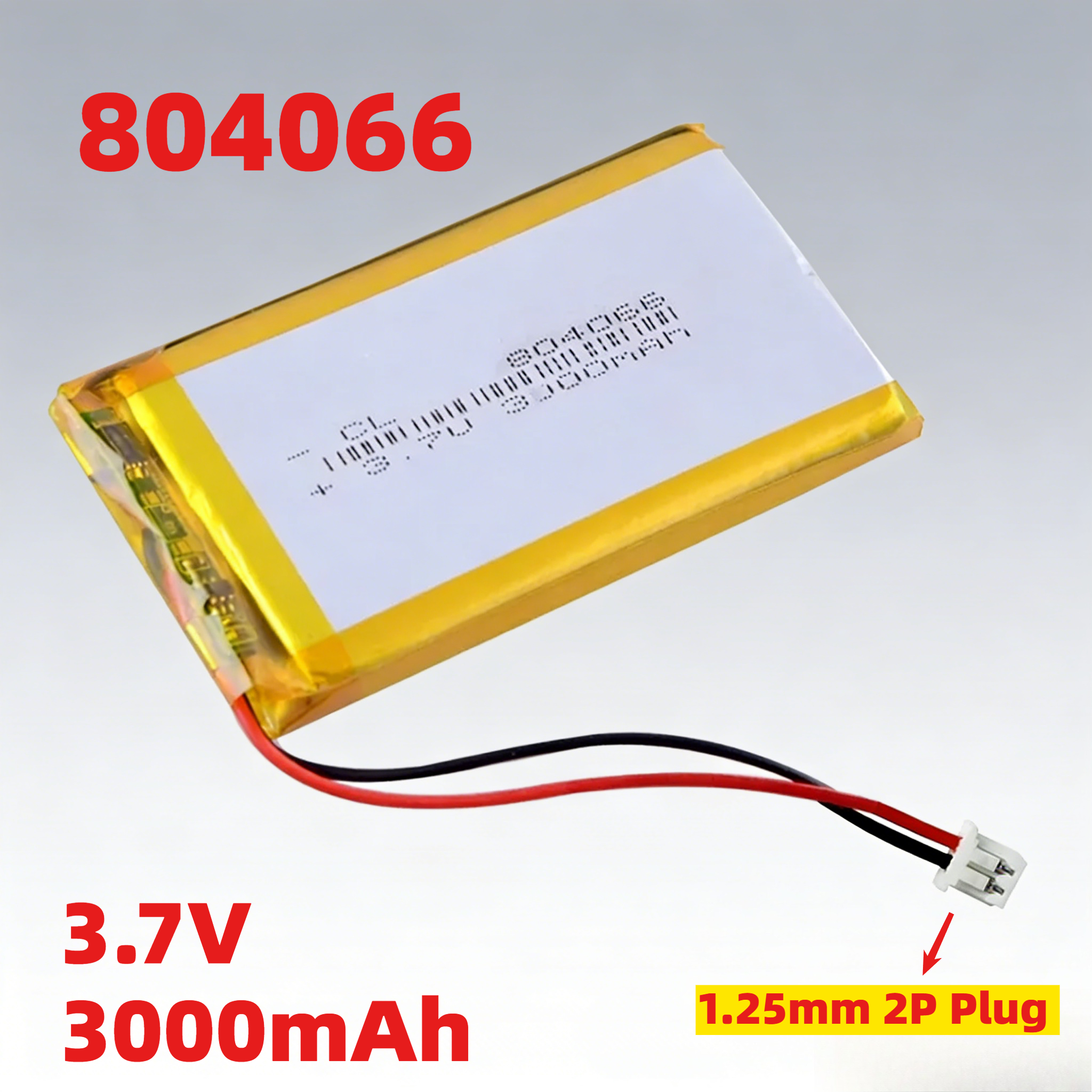 804066 リチウムポリマーバッテリー 3.7V 3000mAh 1.25mm 2P プラグリチウムポリマー充電式電池オープンソース R36S レトロハンドヘルド用