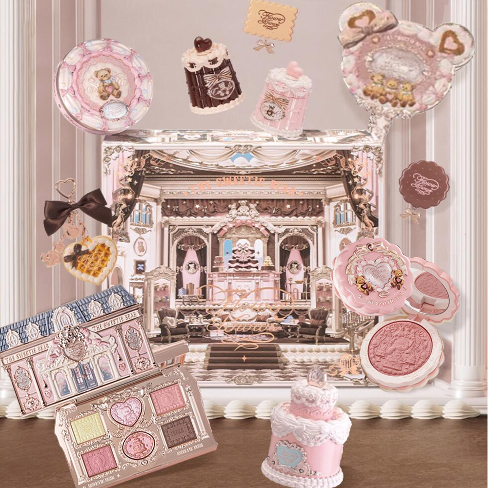 Flower Knows SWEETIE BEAR メイクアップボックス ギフトセット オールインワン 香水 シマー アイシャドウ パレット ブラッシュ リップ ゼリーボックス 10 個