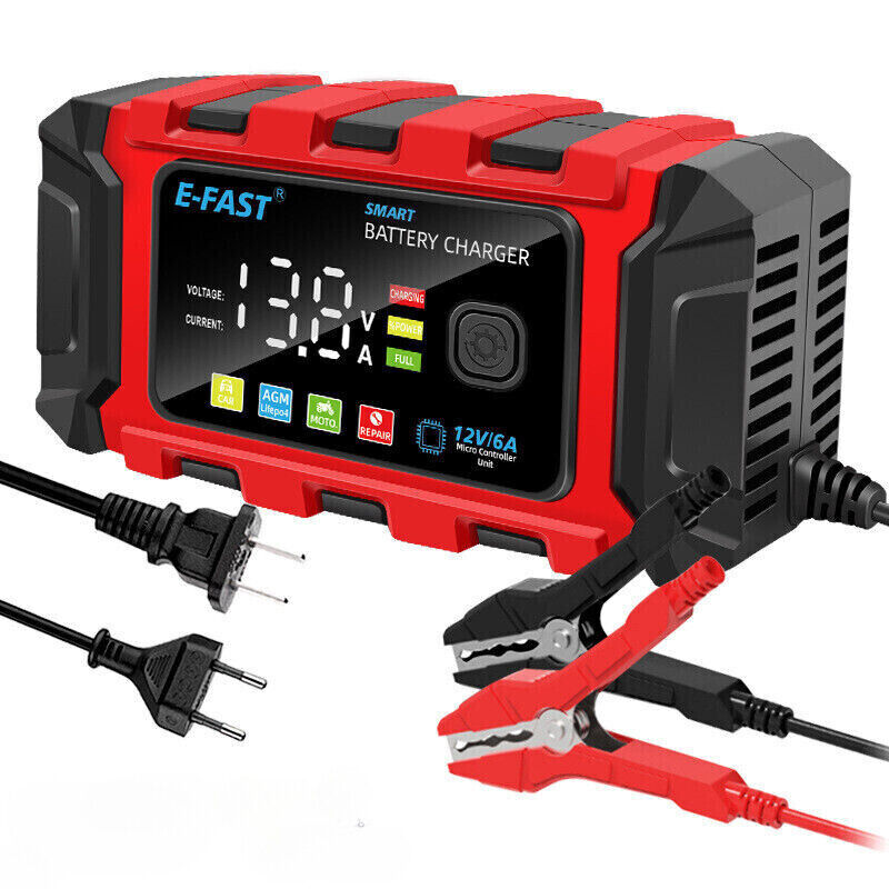 12V 6A スマートバッテリー充電器トリクルメンテナー 自動車トラック芝刈り機マリン用