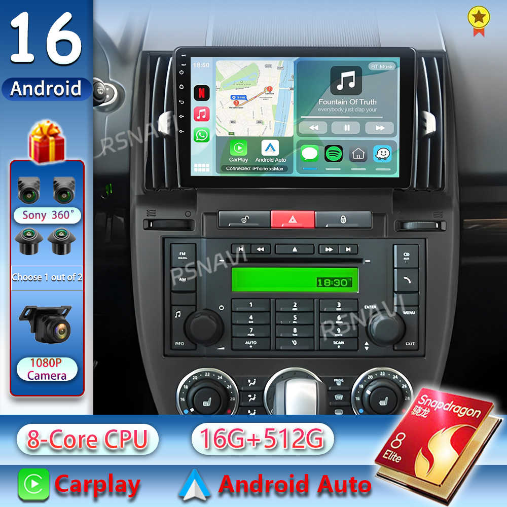 アンドロイド 16 カーラジオランドローバーフリーランダー 2 2006 - 2012 Carplay 自動 DSP マルチメディア 360 カメラ 2 Din BT ビデオプレーヤーステレオ