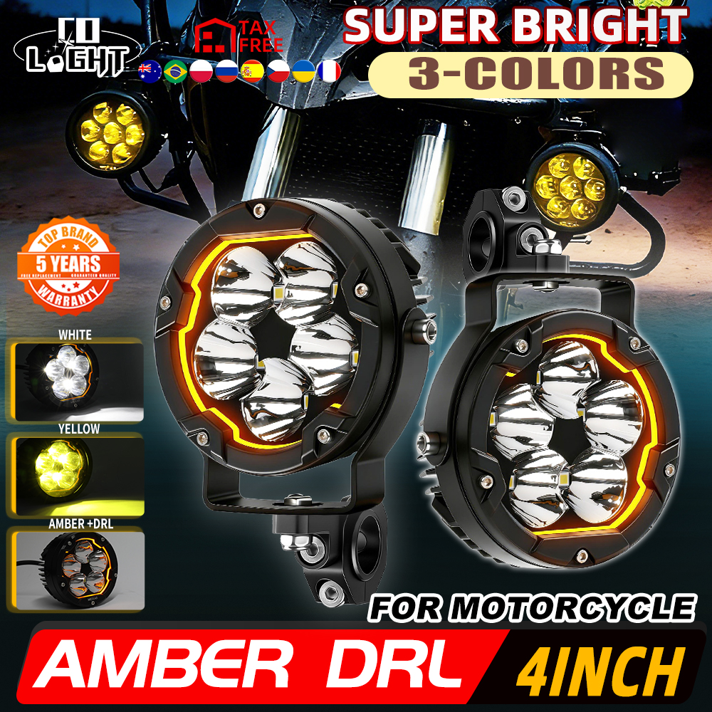 CO LIGHT 4 インチ車のワークライトスポットライトアンバー DRL LED オートバイ補助ライトオフロード使用 A ピラーフロントランプ Led ライト