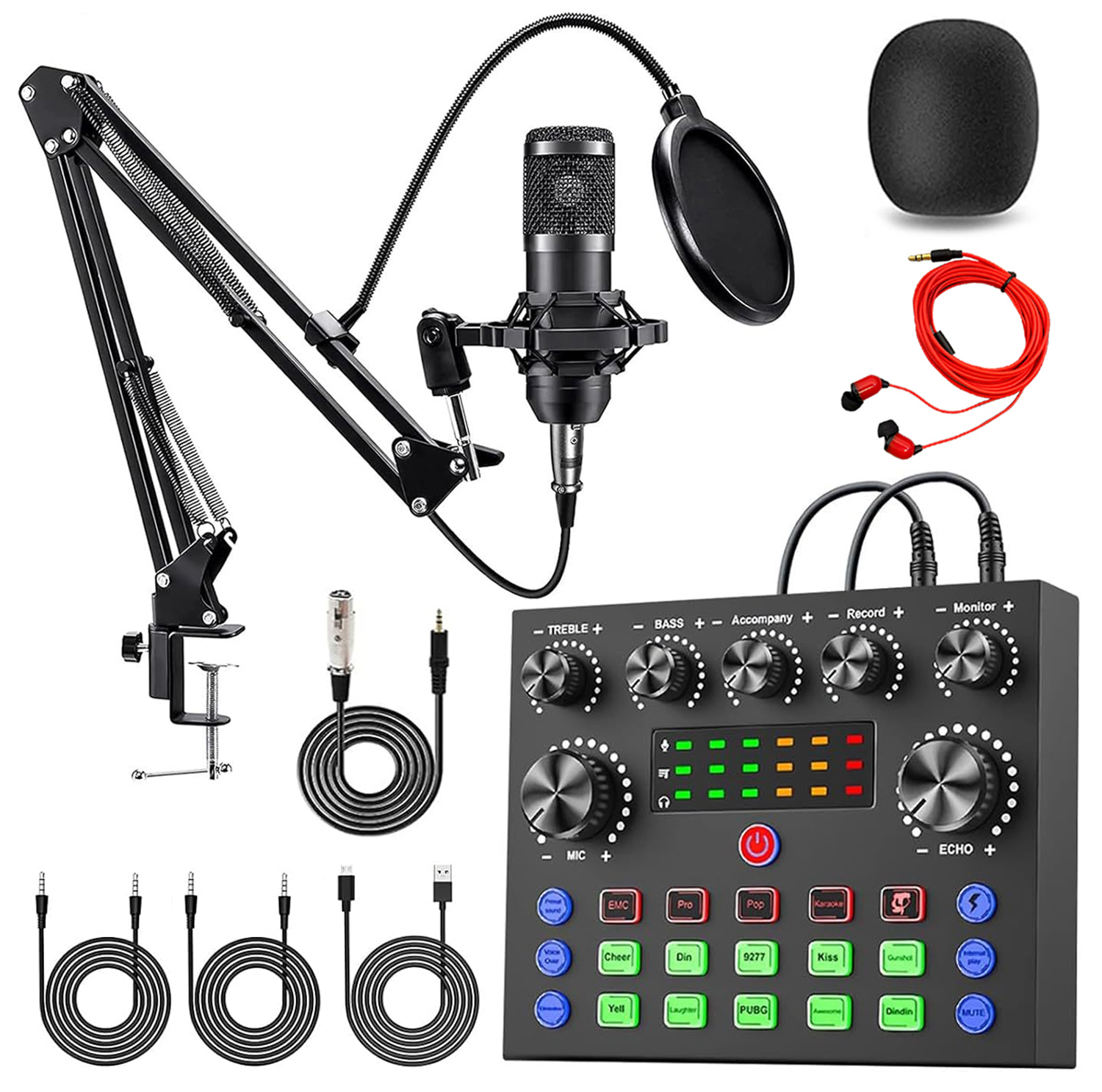 V8S ライブサウンドカードポッドキャスト機器ライブブロードキャスト DJ デバイス BM800 マイクセット音楽/録音ライブストリーミング用