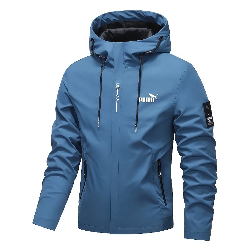 Men's hooded windproof jacket, lightweight windproof and waterproof zipper jacket, drawstring windproof hood zipper  Size S-3XL