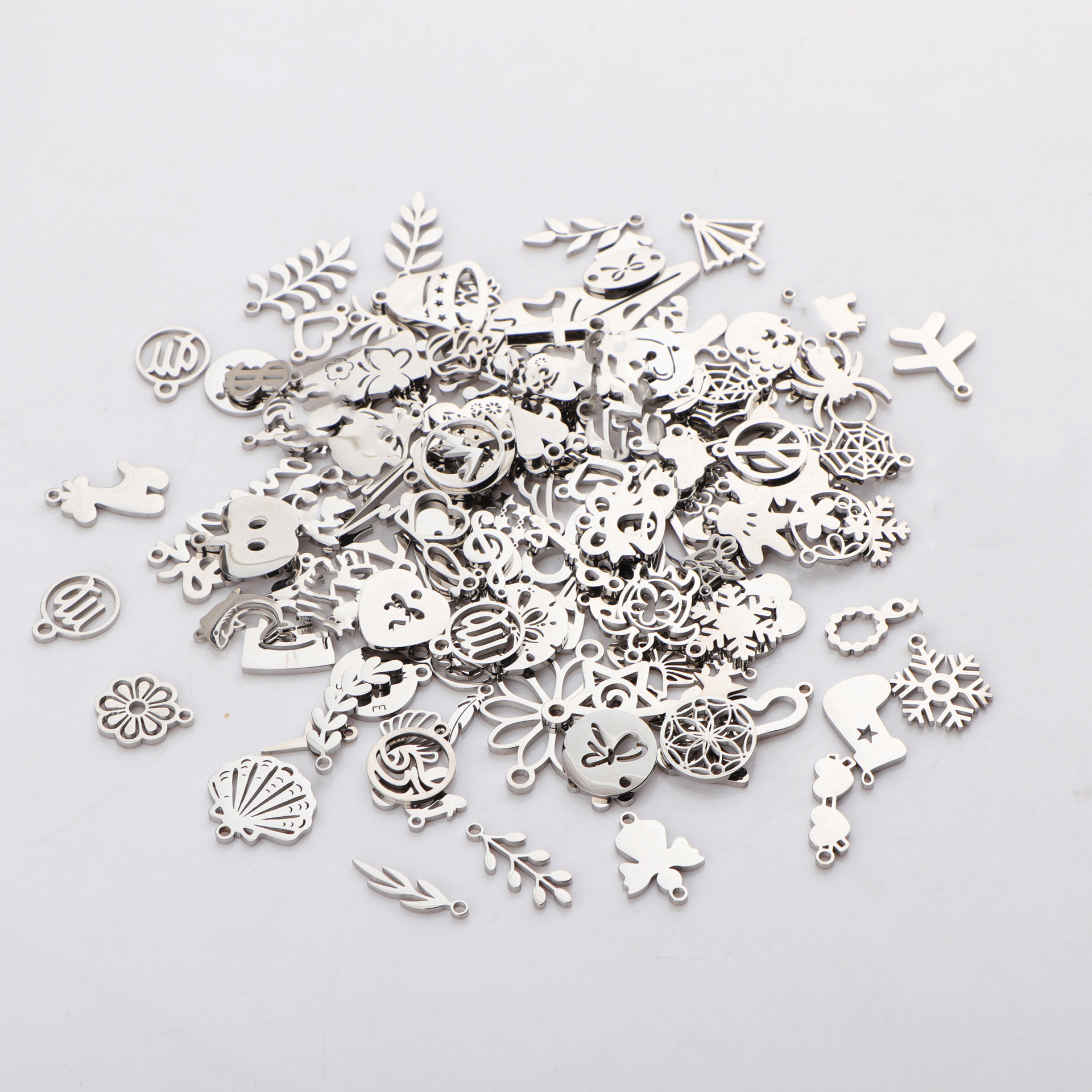 30/50 個鏡面研磨ステンレス鋼さまざまな混合チャームペンダント DIY ブレスレットネックレスジュエリーメイキングアクセサリー