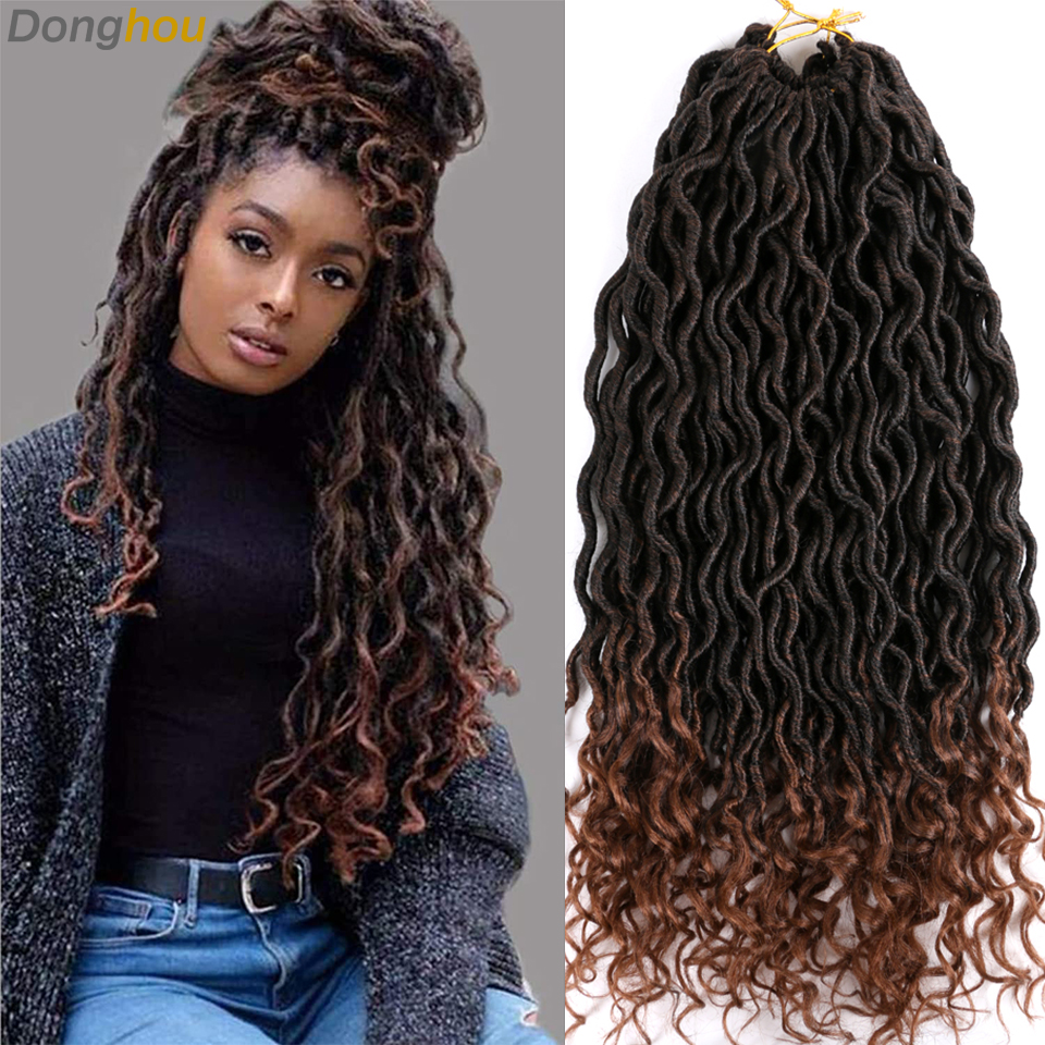 女神フェイク Locs かぎ針編みヘアソフトフェイク女神 Locs カーリー編みヘアかぎ針編みドレッドロック合成三つ編みヘアエクステンション