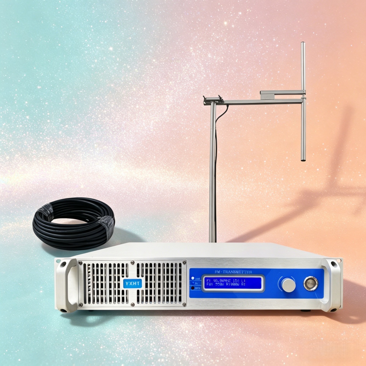 HQ- Full Radio Setup YXHT-1, 300W FM Transmitter With Feeder Antenna And Transmission Cable For School & Aviation Signal