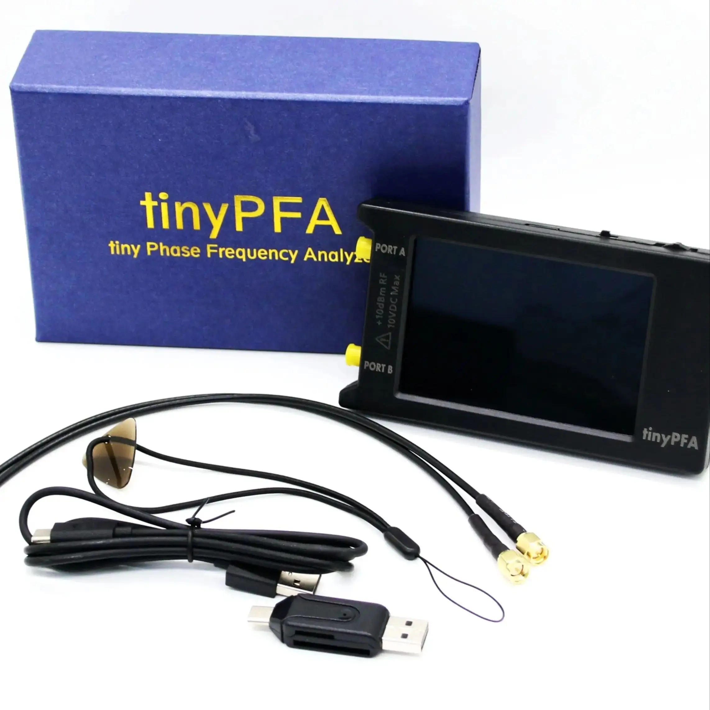 4 インチ TinyPFA ポータブル位相周波数アナライザ テスター 1MHz-300MHz 2 つの入力信号発振器/クロック ソースのテスト