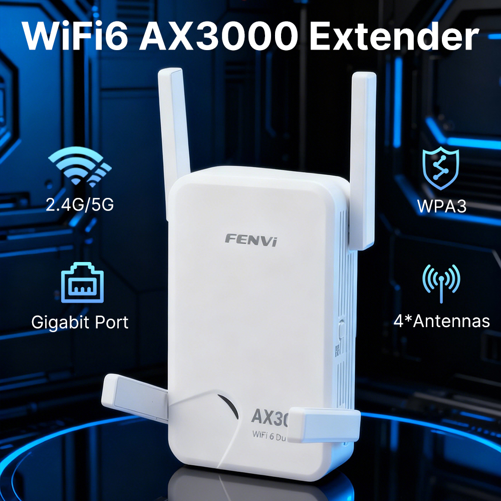 WiFi 6 AX3000 ワイヤレス リピーター Wifi6 信号ブースター デュアル バンド 2.4/5Ghz 802.11ac ギガビット WiFi 長距離アンプ WPS 簡単セット