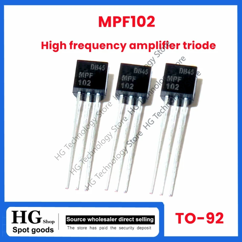 50 ピース/ロットオリジナル新 MPF102 ダイレクトプラグ TO-92 MOS FET 高周波アンプ三極管最高品質