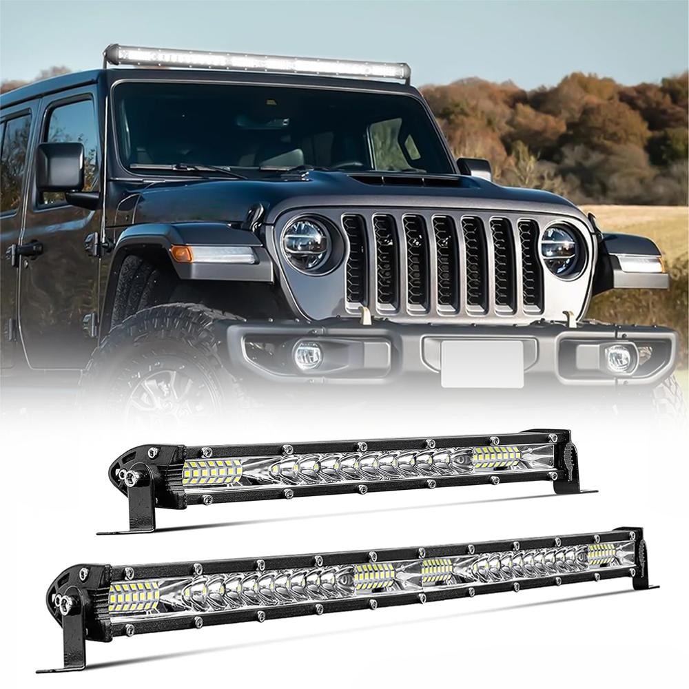 スリムスポットフラッド LED バーオフロード 12V 24V LED ライトバーワークライト車 4 × 4 トラック ATV SUV ボート Lada Barra LED ライトバー