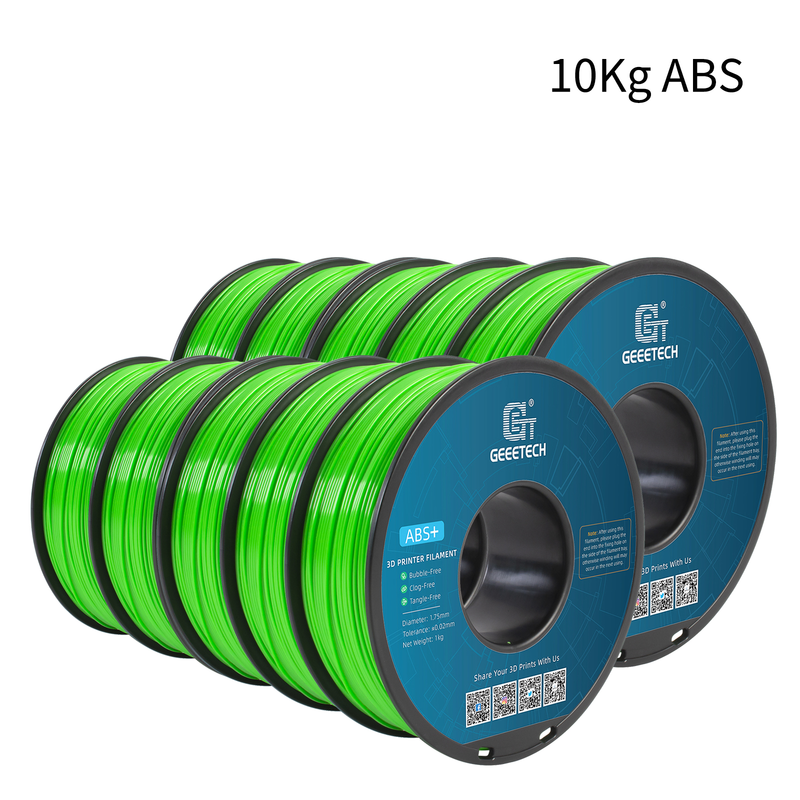 GEEETECH 10Kg 3D ABS フィラメント 1.75mm スプールワイヤー 3D プリンター材料用、安全性、真空包装
