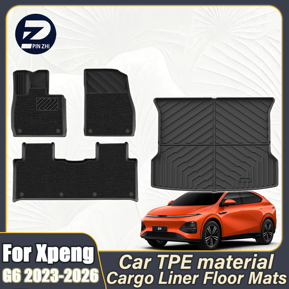 左ドライブ Xiaopeng Xpeng G6 2023-2026 G7 2025-2026 車のフロアマットカーゴライナートランクマットパッド TPE 3D 全天候フットマット